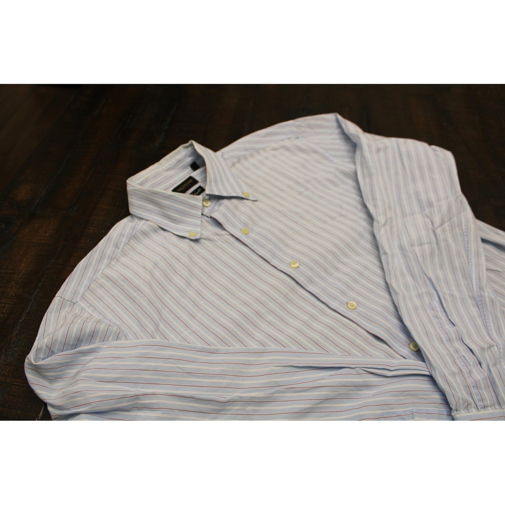Valentino Roma Shirt Mens 16 34/35 Blue Stripe Regular Fit Dress Long Luxury